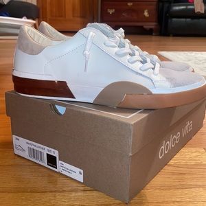 Dolce Vita Zina White and Tan Leather Shoes